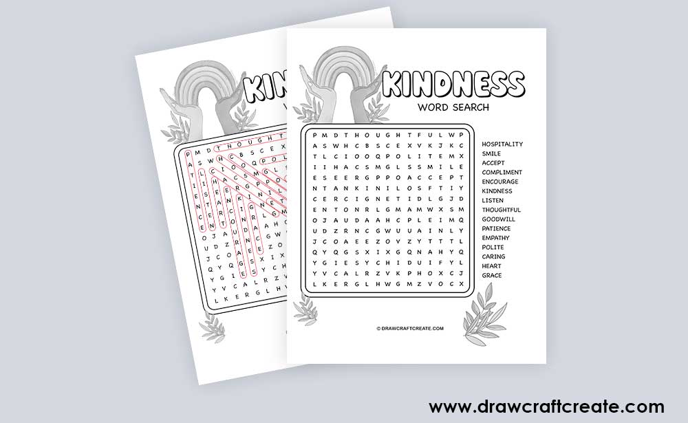 kindness word search answer sheet