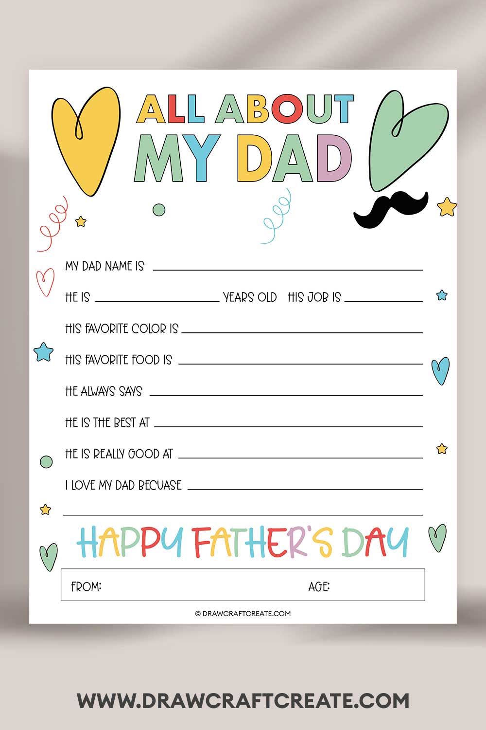 printable All About My Dad