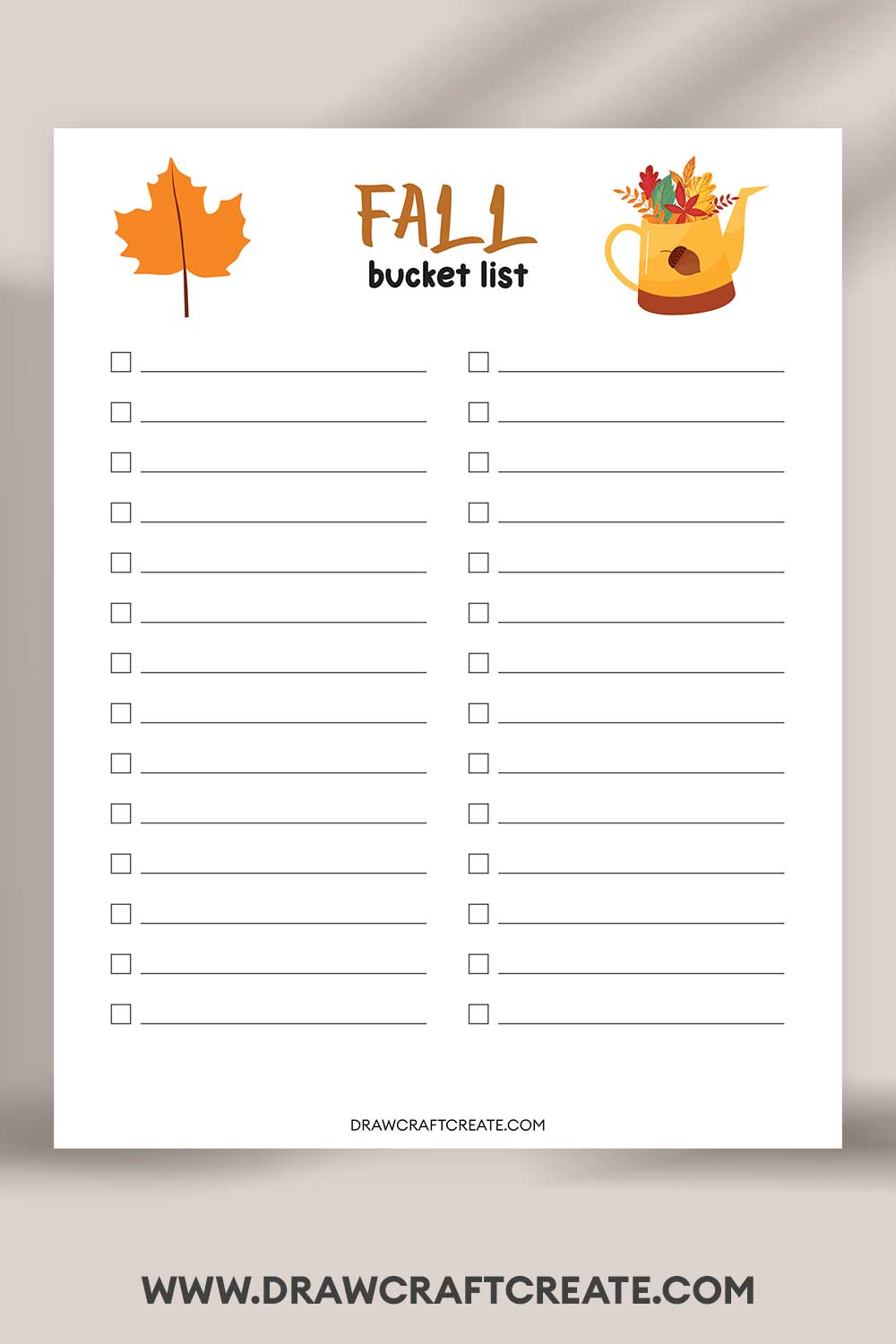 printable Fall Bucket List