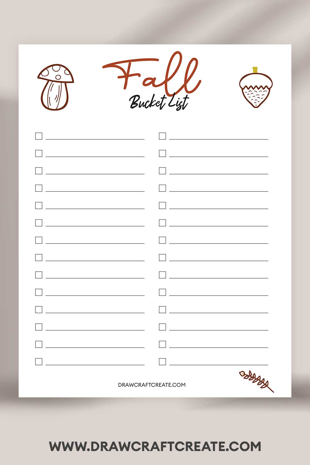 printable Fall Bucket List