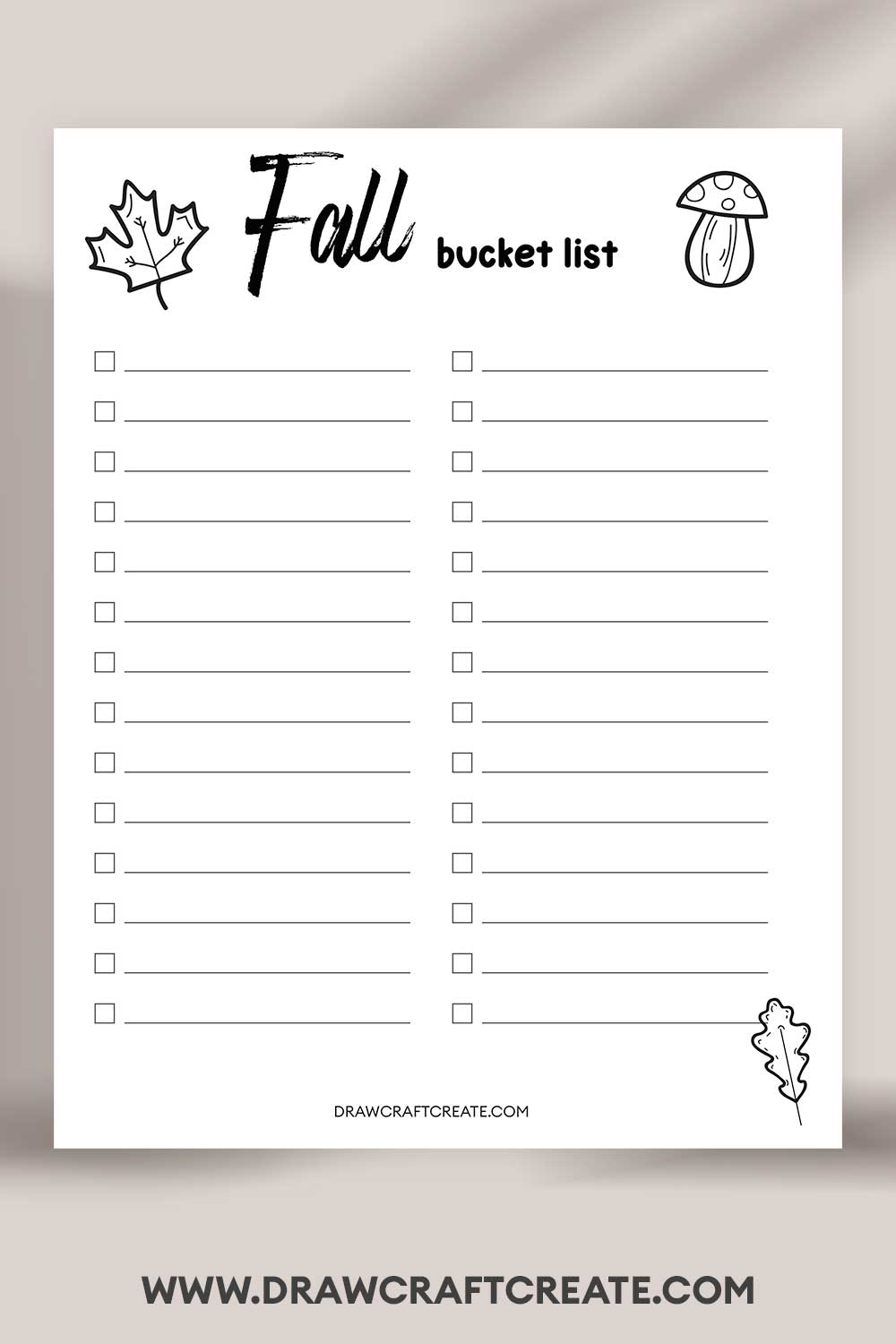 printable Fall Bucket List