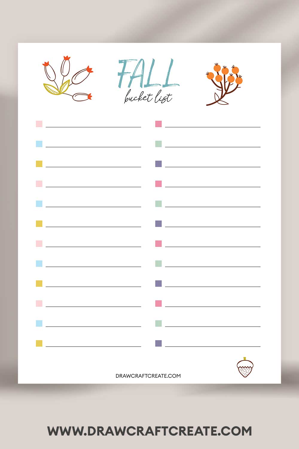 printable Fall Bucket List