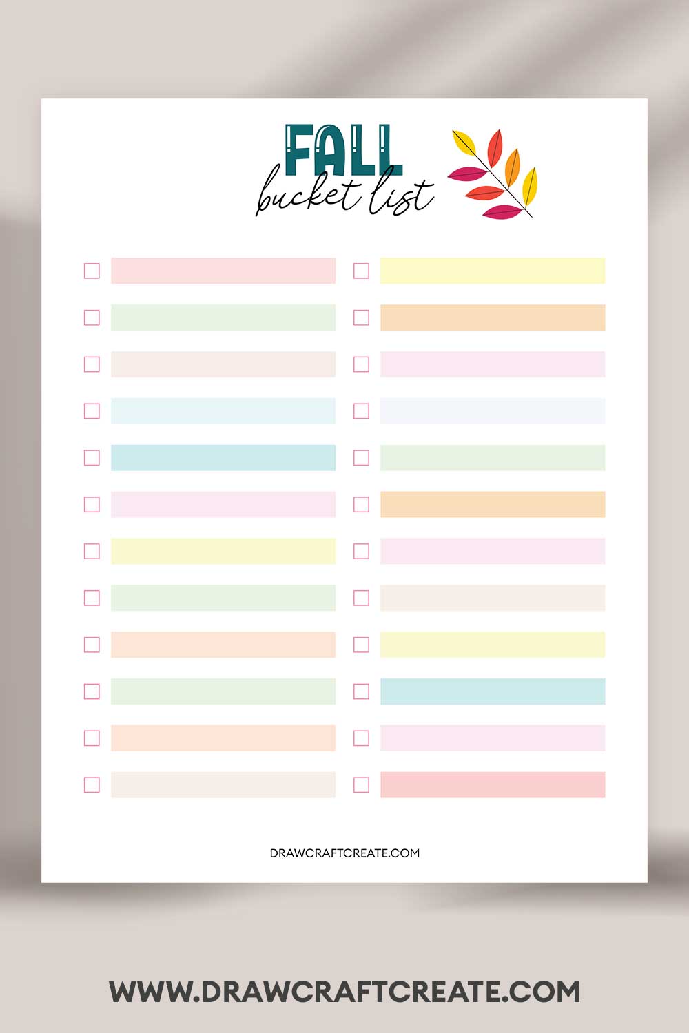 printable Fall Bucket List