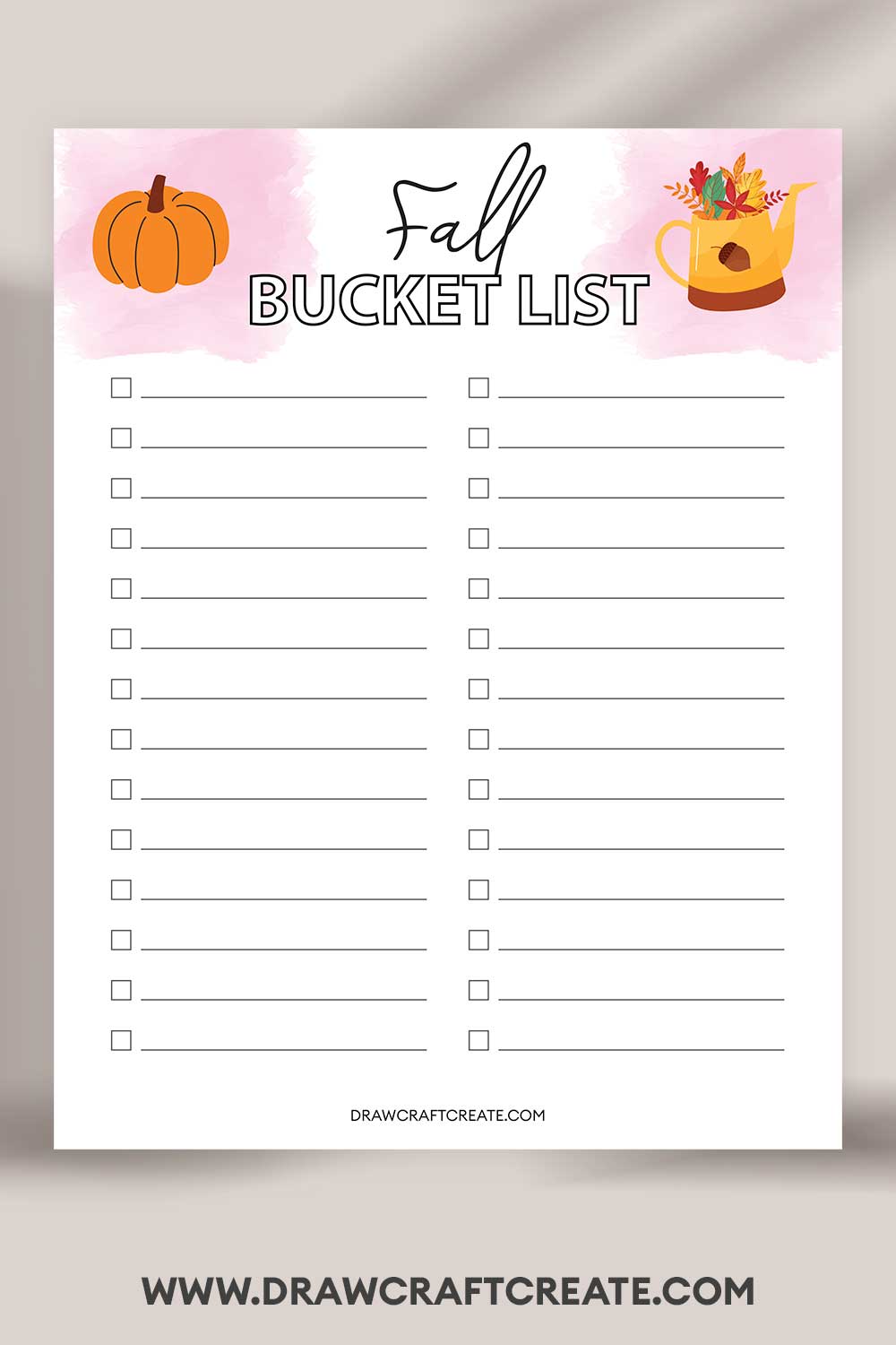 printable Fall Bucket List