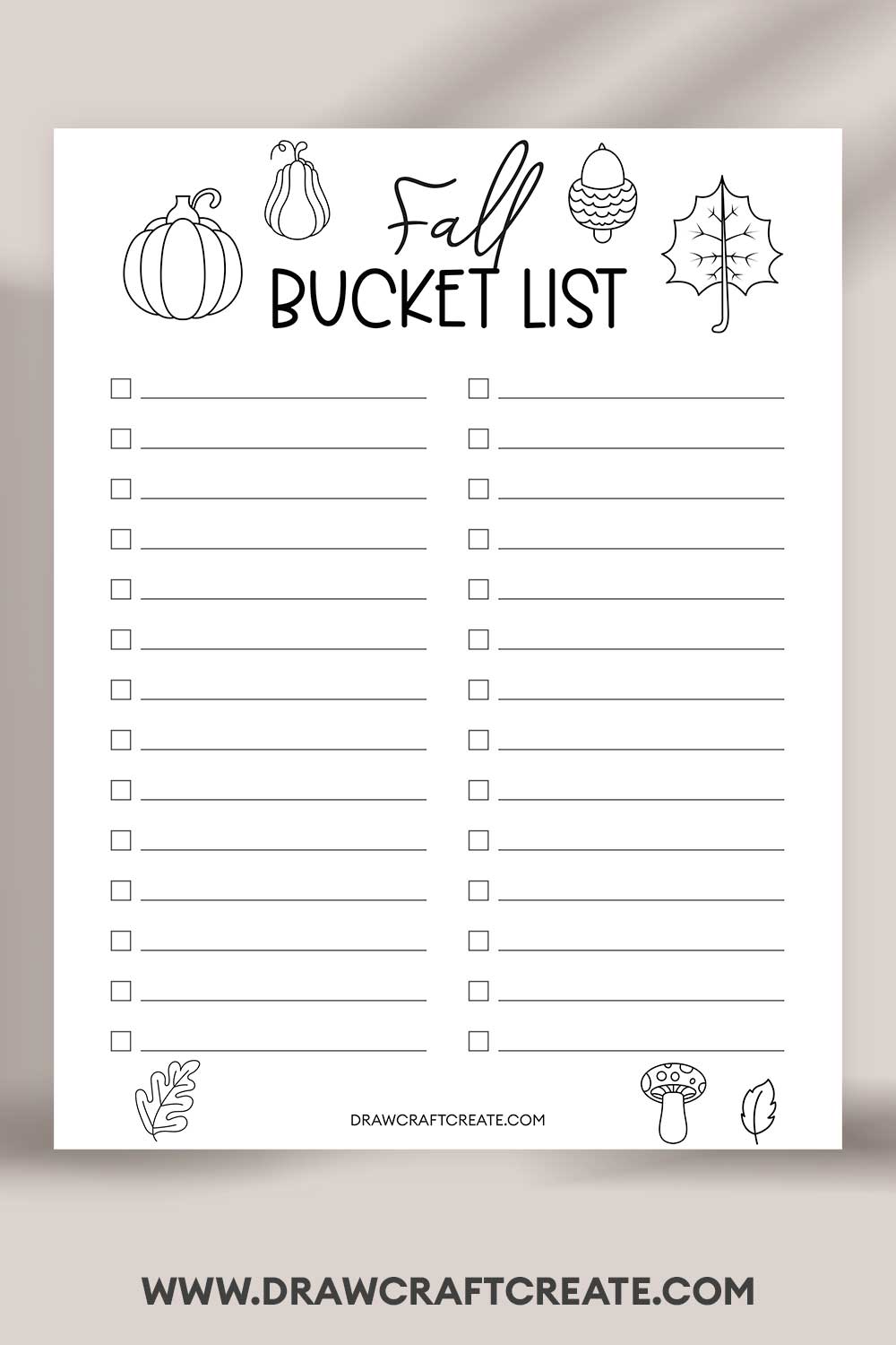 printable Fall Bucket List