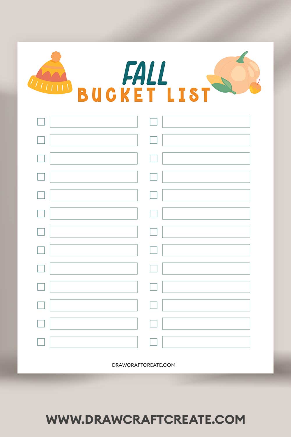 printable Fall Bucket List