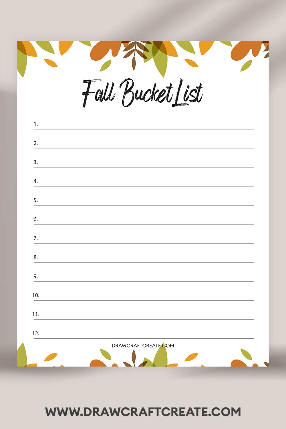 printable Fall Bucket List