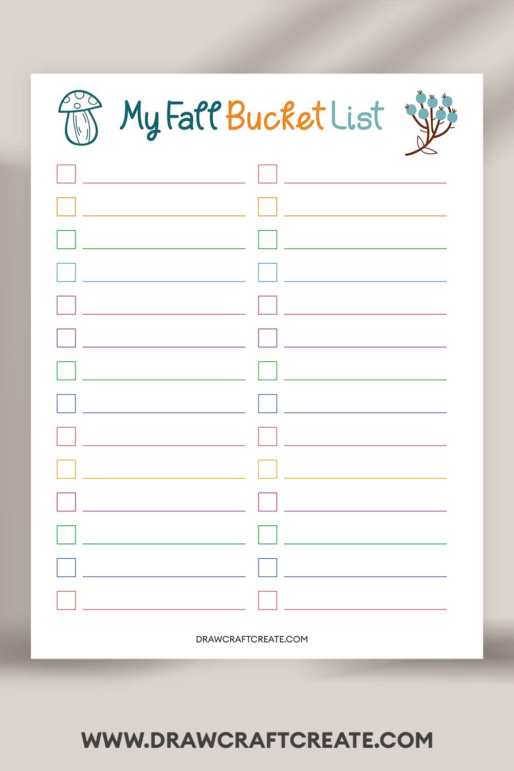 printable Fall Bucket List