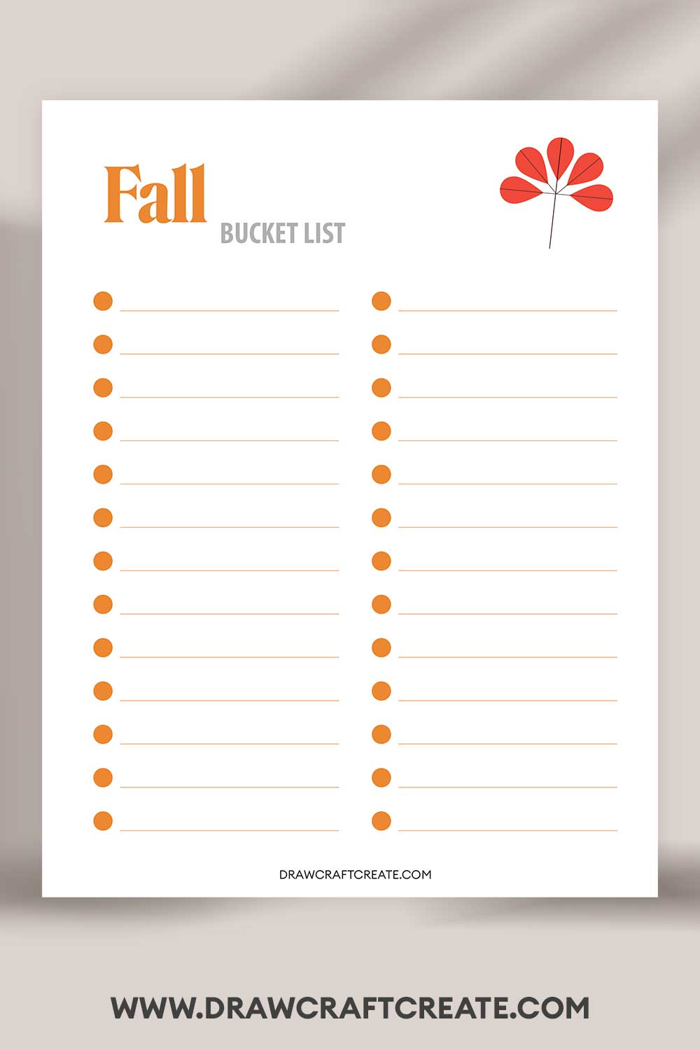 printable Fall Bucket List