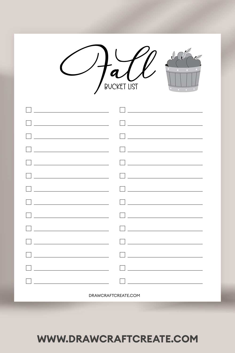 printable Fall Bucket List