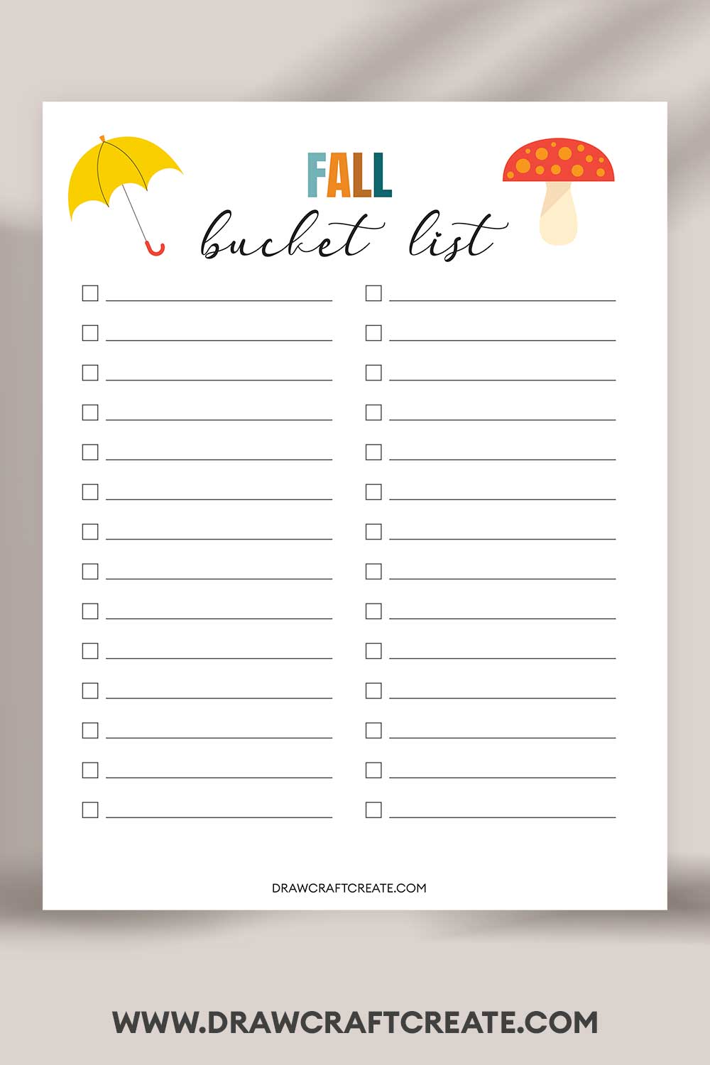 printable Fall Bucket List