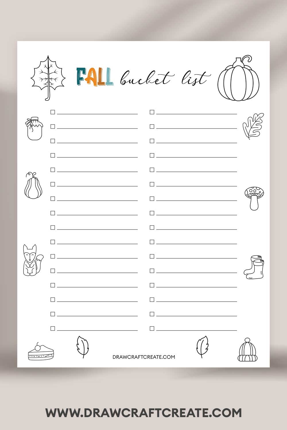 printable Fall Bucket List