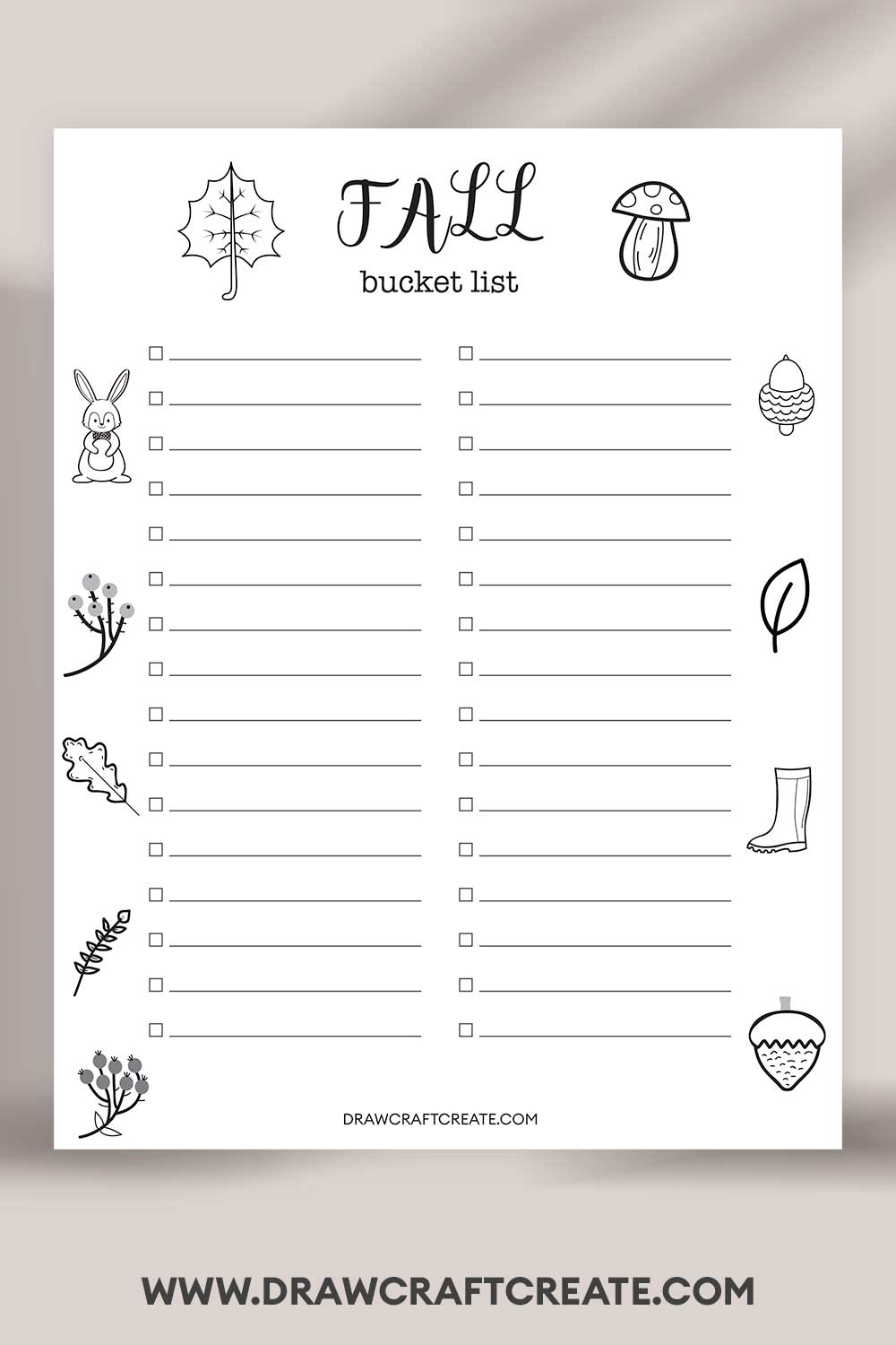 printable Fall Bucket List