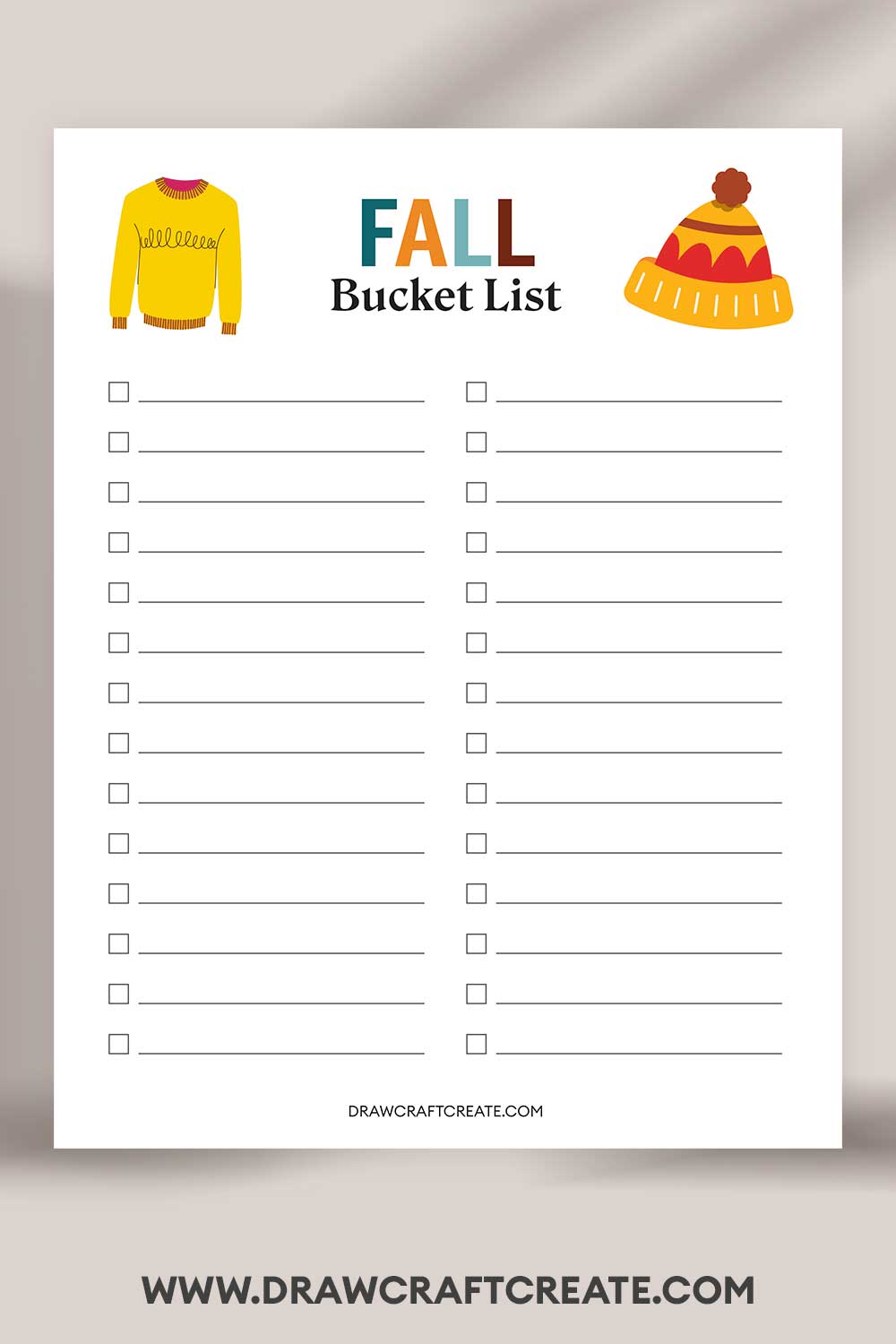 printable Fall Bucket List