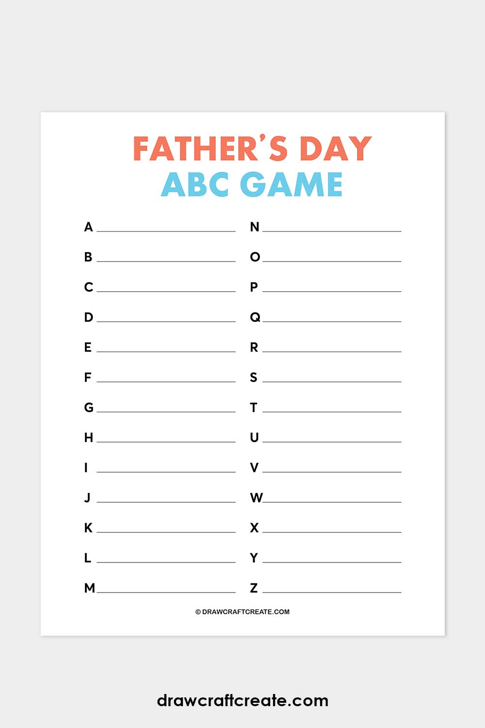 printable Father's Day ABC Game
