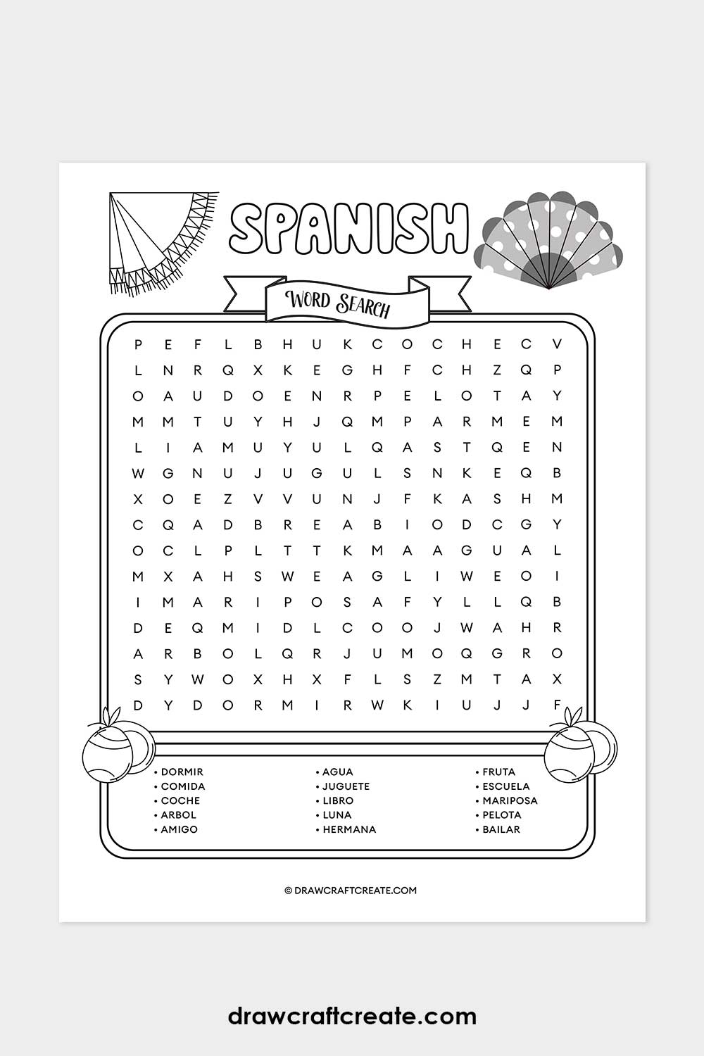 printable Spanish Word Search