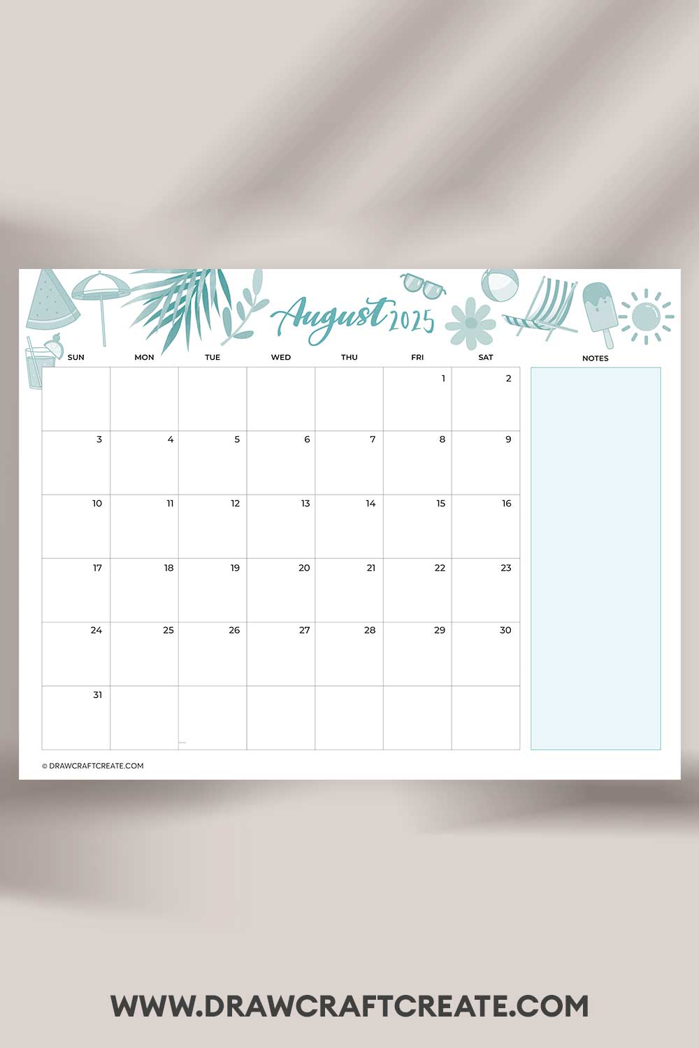 printable august 2025 calendar landscape