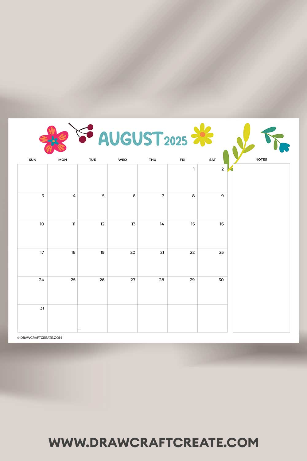 printable august 2025 calendar landscape