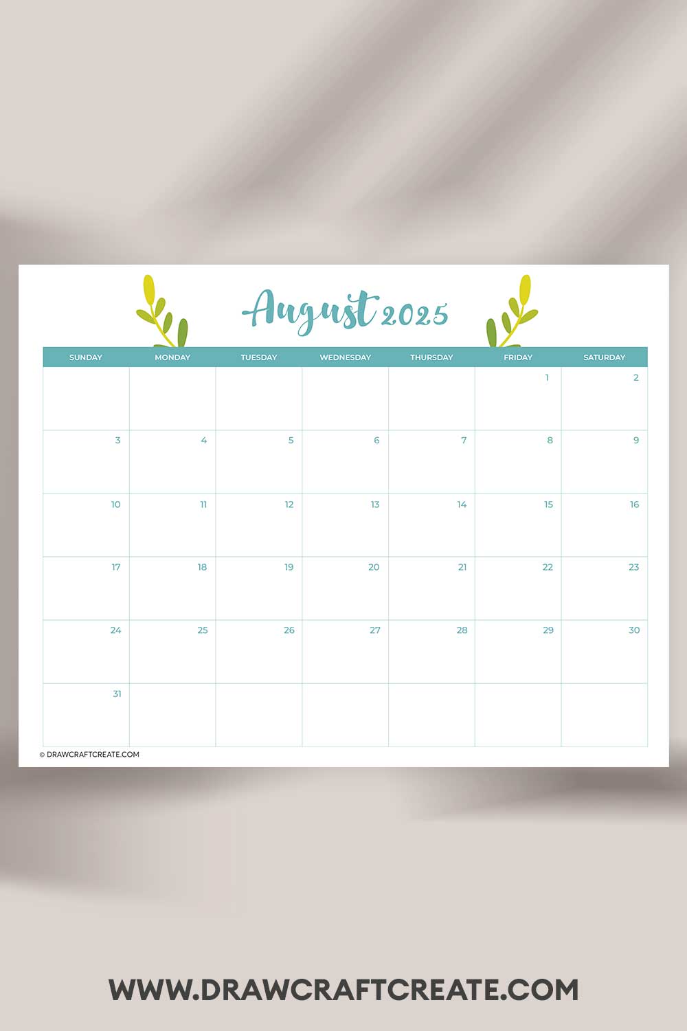 printable august 2025 calendar landscape
