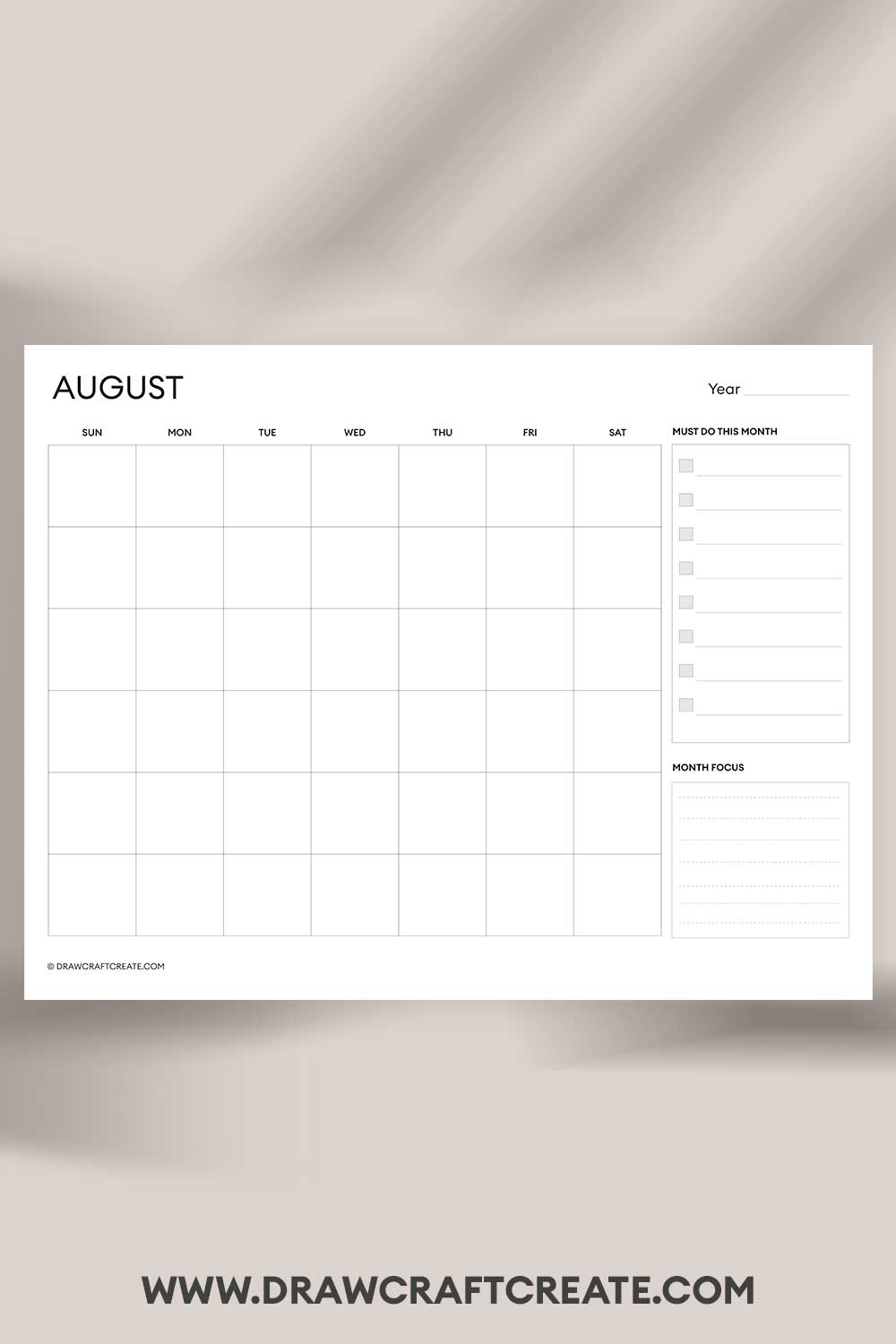 printable august 2025 calendar landscape