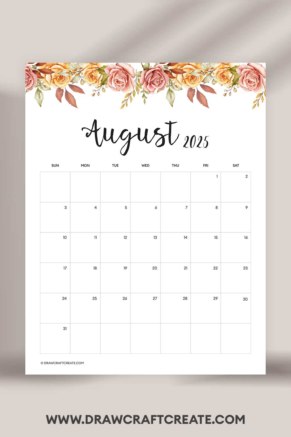 printable august 2025 calendar landscape
