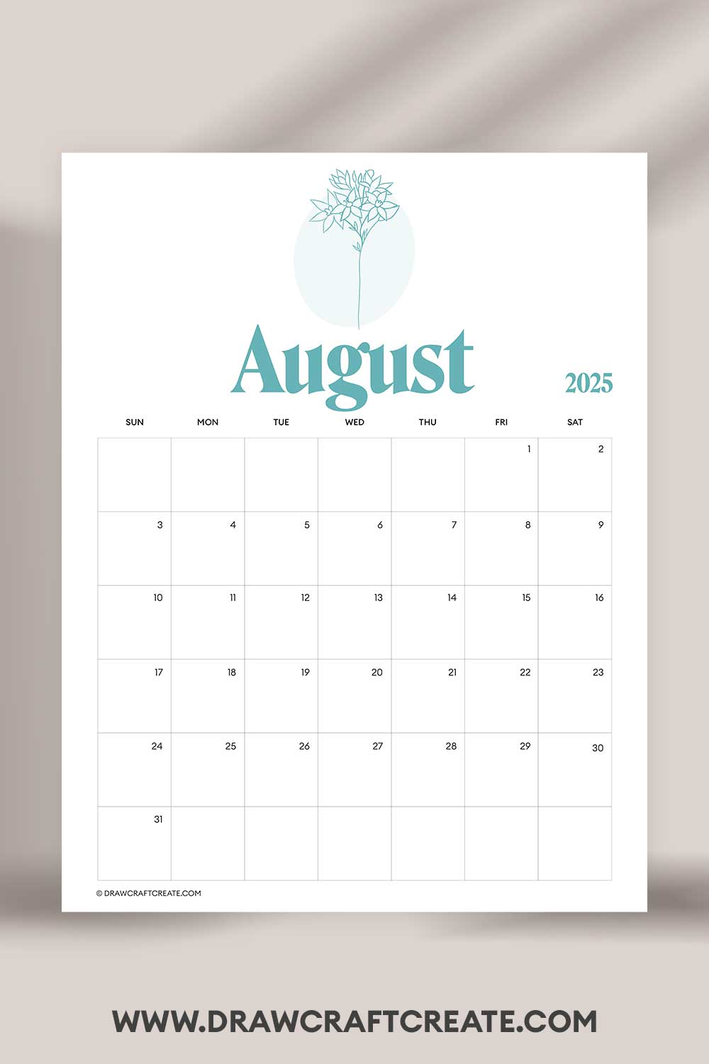 printable august 2025 calendar landscape