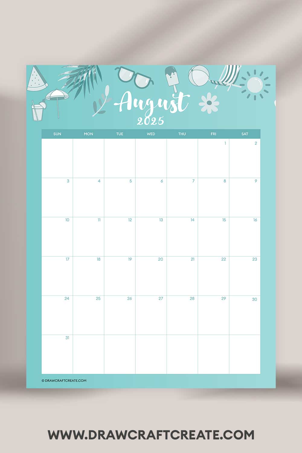 printable august 2025 calendar landscape