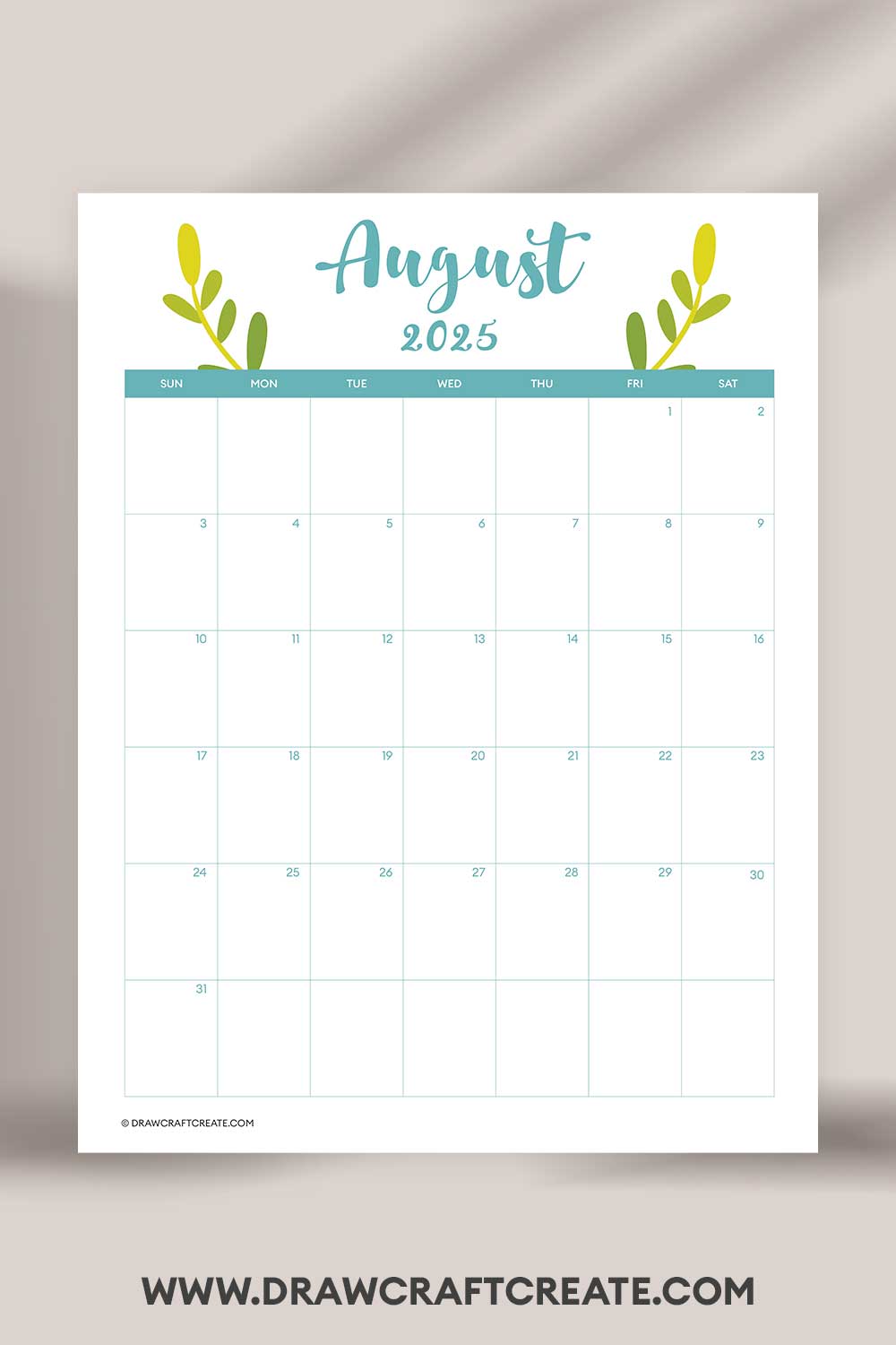 printable august 2025 calendar landscape