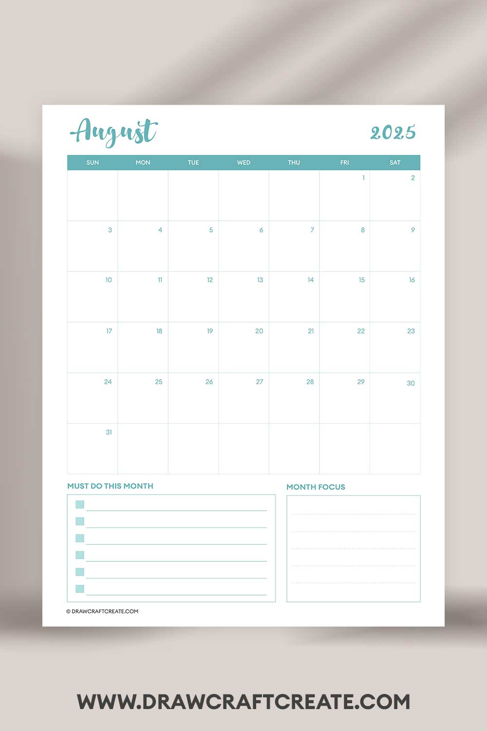 printable august 2025 calendar landscape