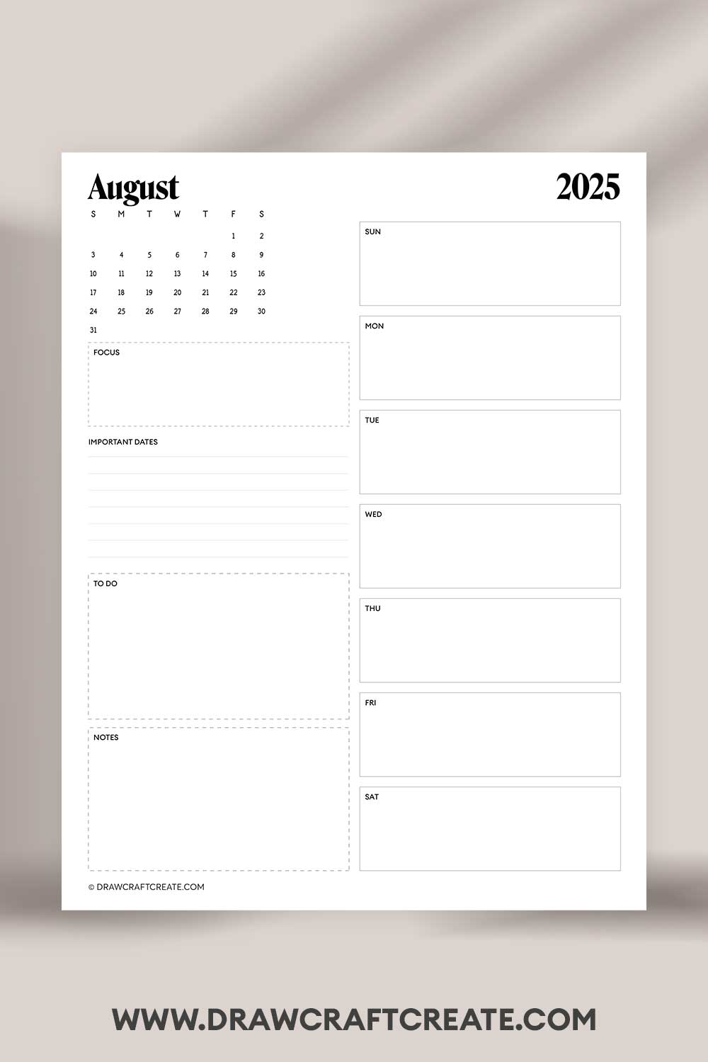 printable august 2025 calendar landscape