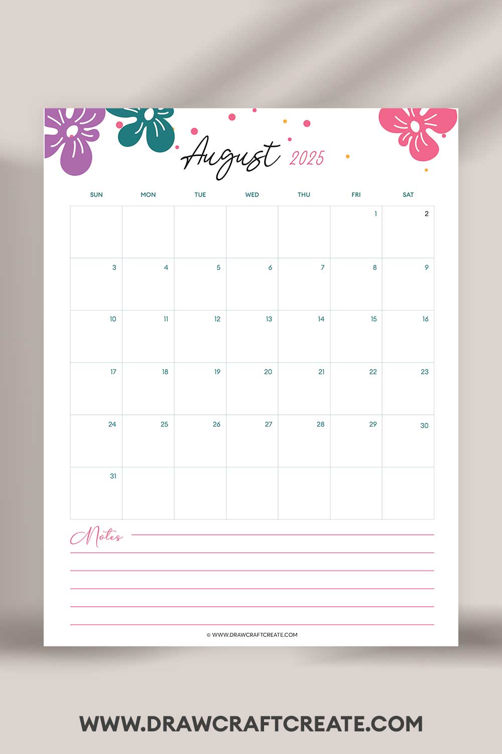 printable august 2025 calendar landscape