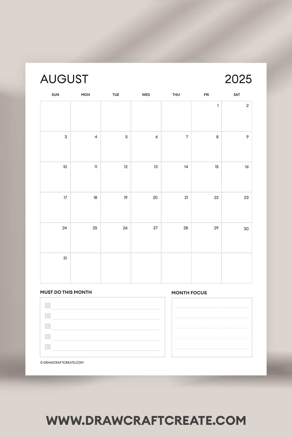 printable august 2025 calendar landscape