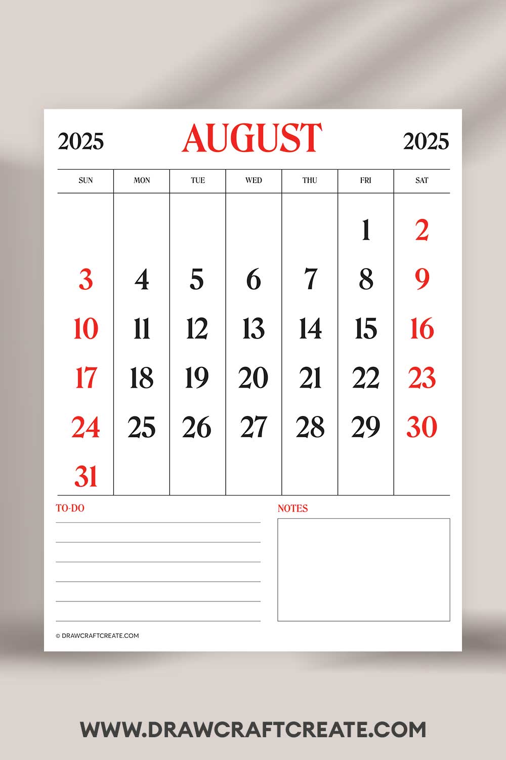 printable august 2025 calendar landscape