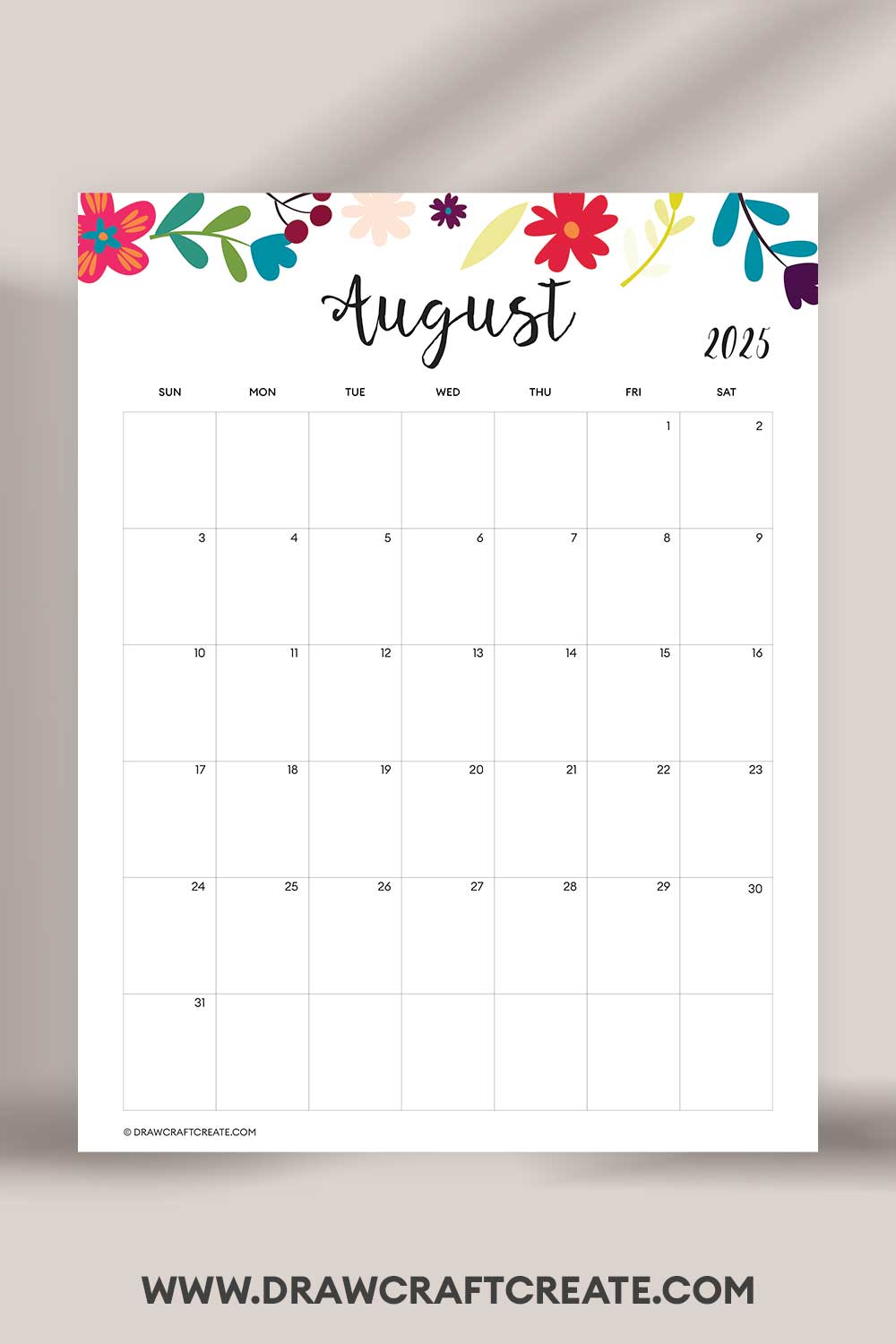 printable august 2025 calendar landscape