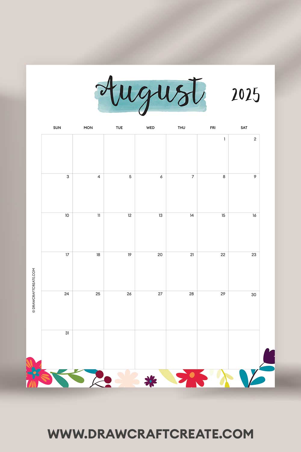 printable august 2025 calendar landscape