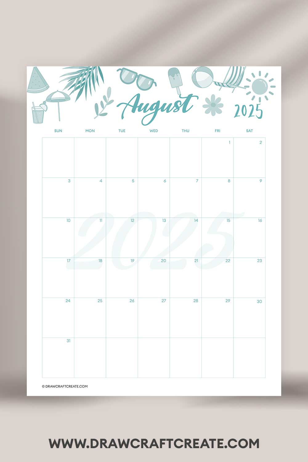 printable august 2025 calendar landscape