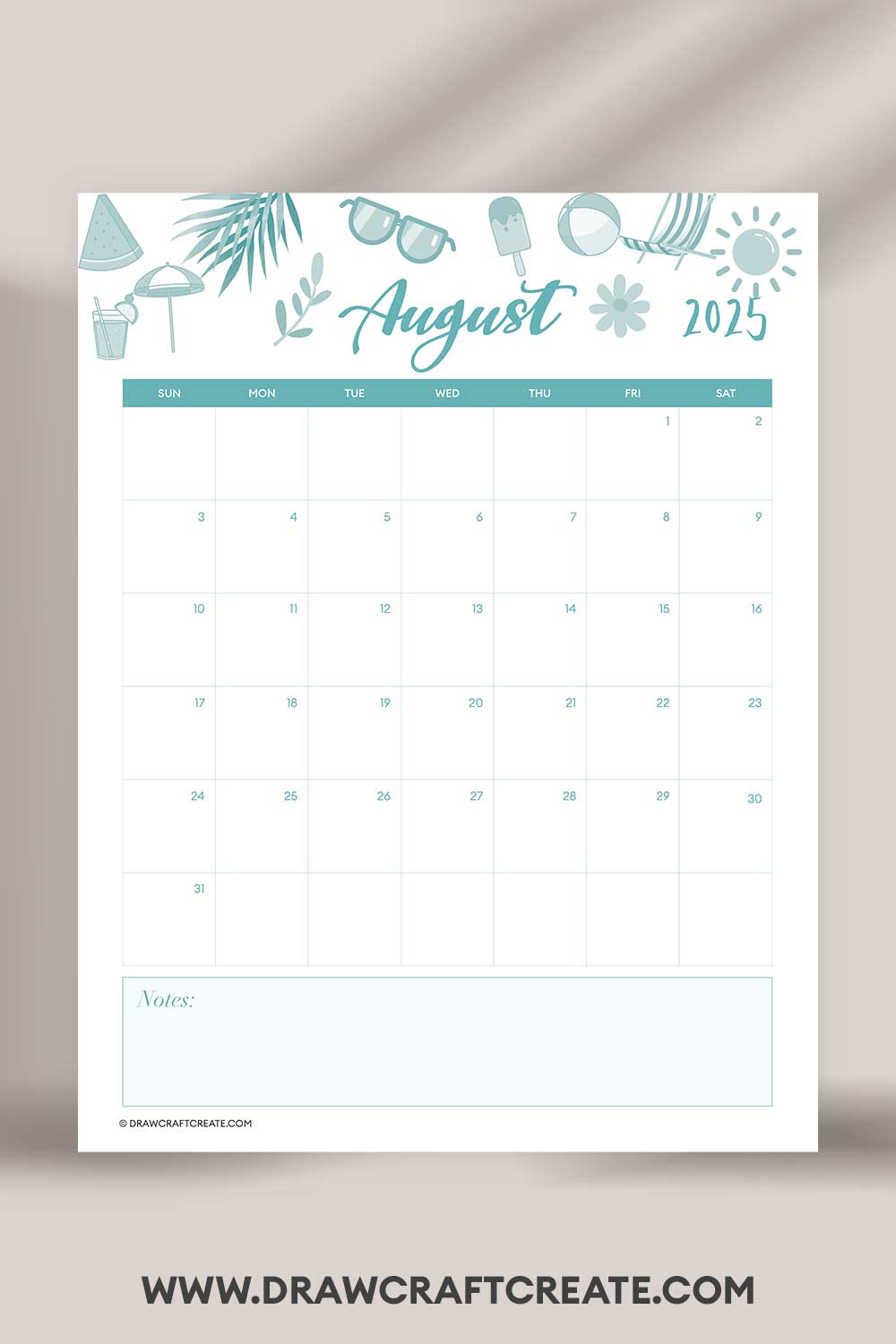 printable august 2025 calendar landscape