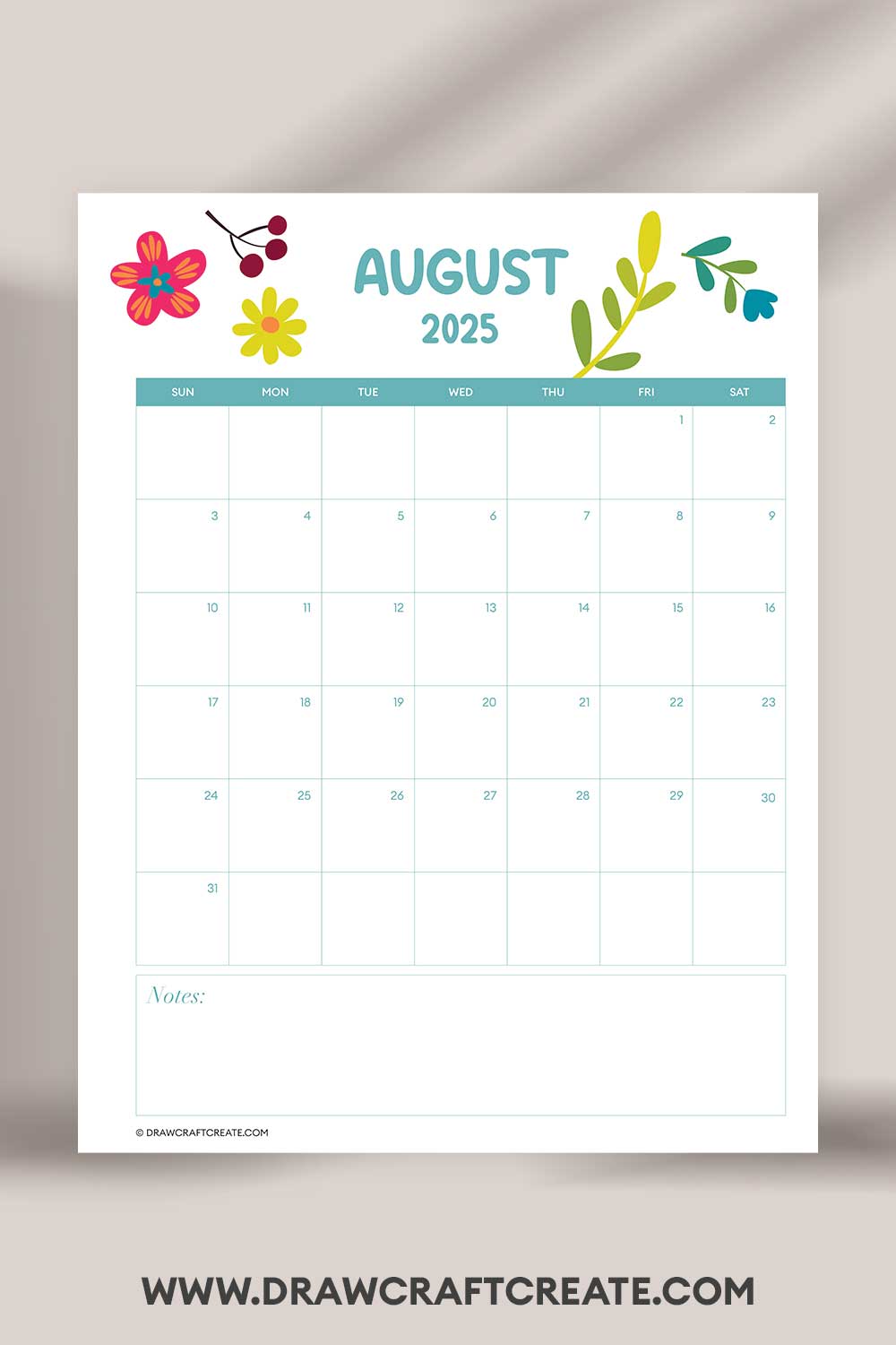 printable august 2025 calendar landscape