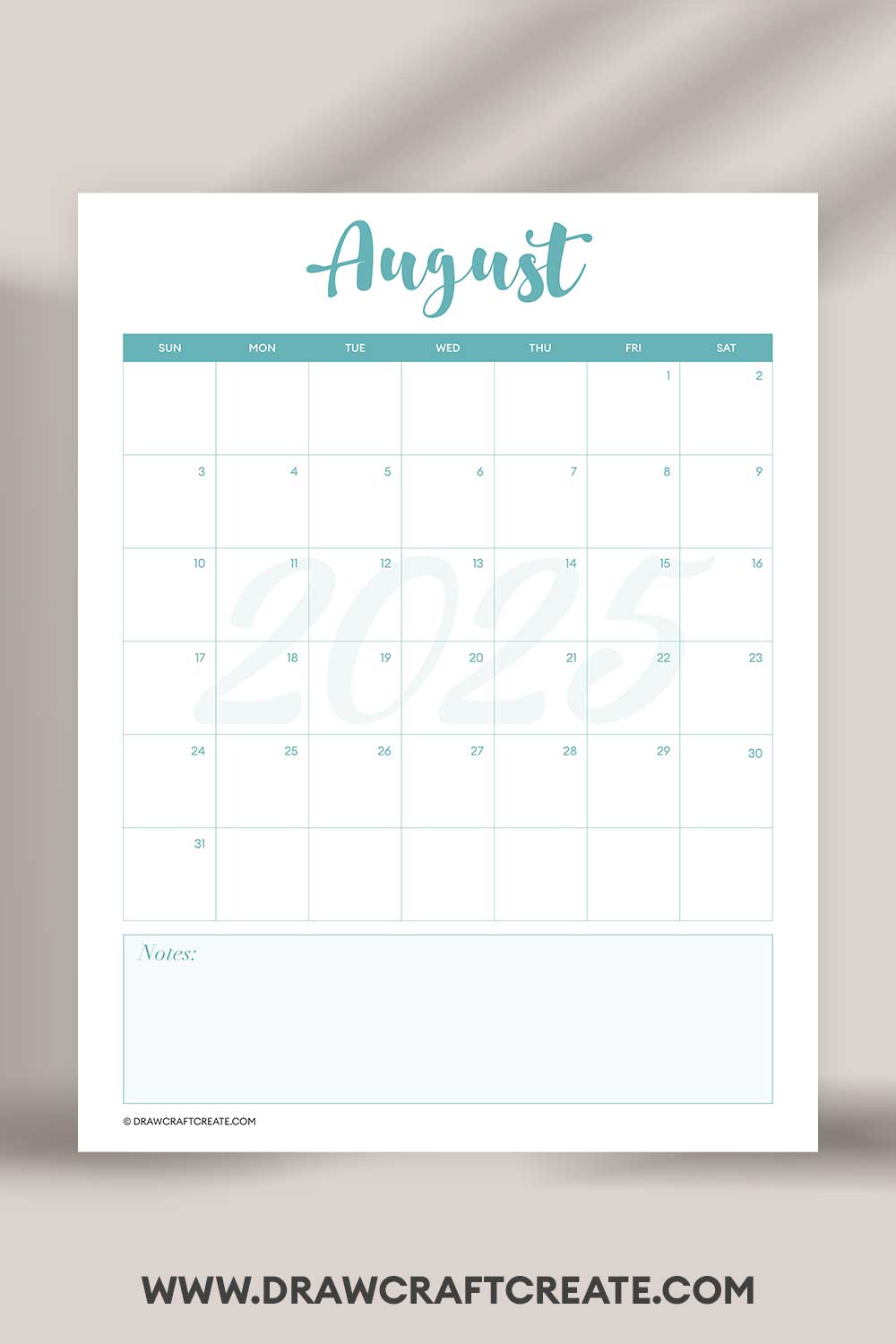 printable august 2025 calendar landscape