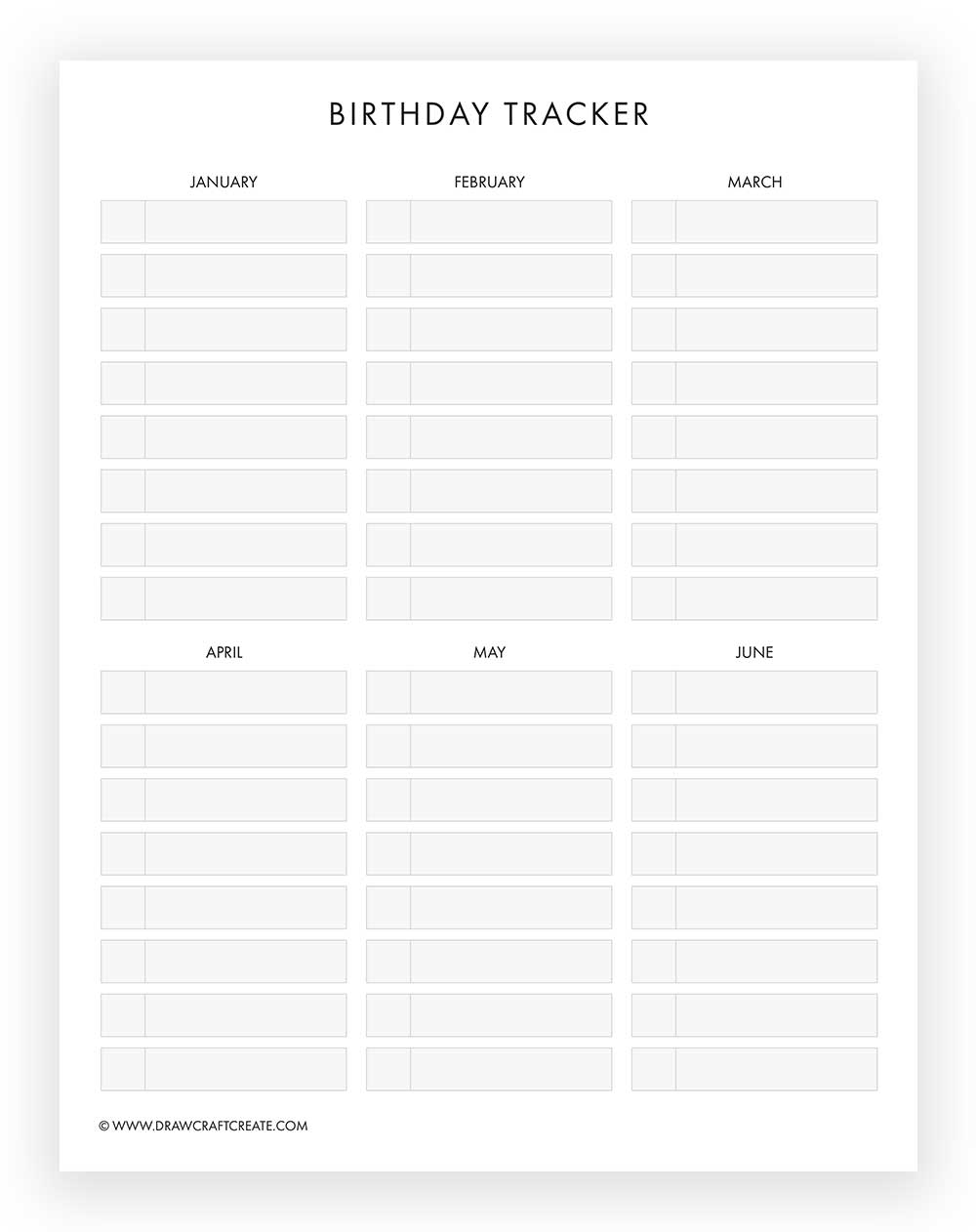 printable birthday calendar template