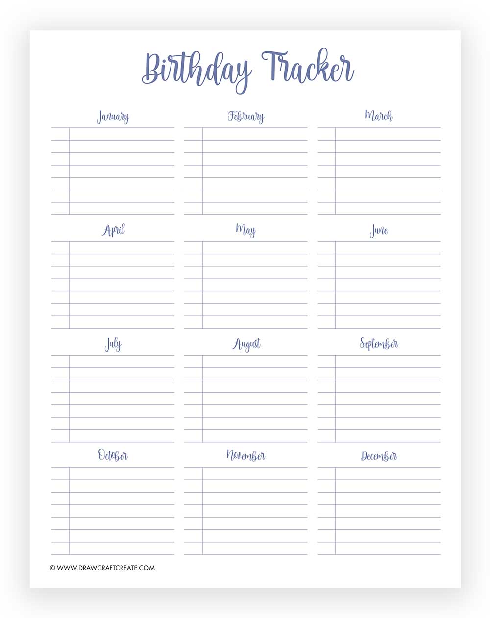 printable birthday calendar template