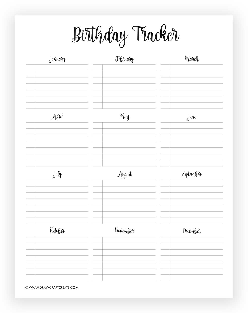 printable birthday calendar template