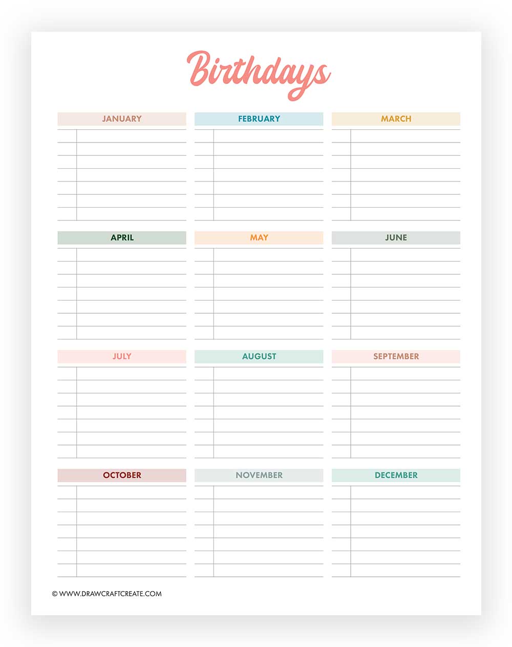 printable birthday calendar template