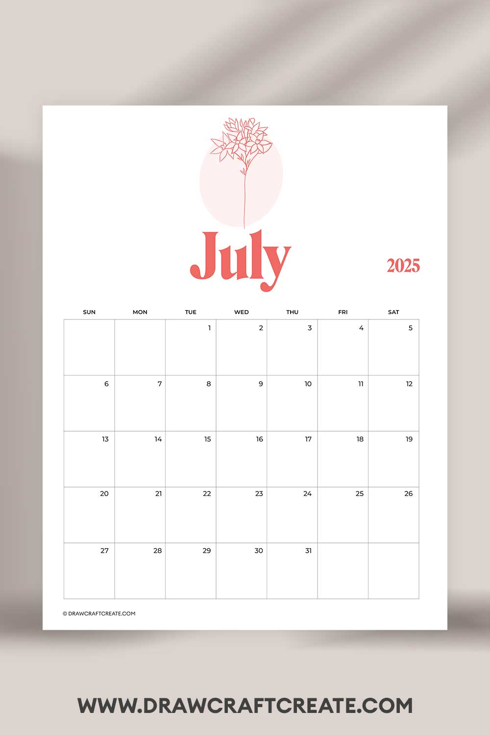 printable july 2025 calendar vertical