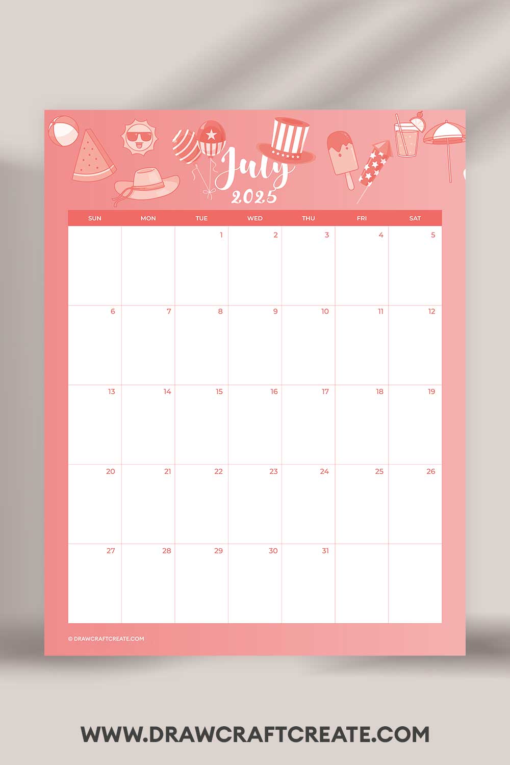 printable july 2025 calendar vertical