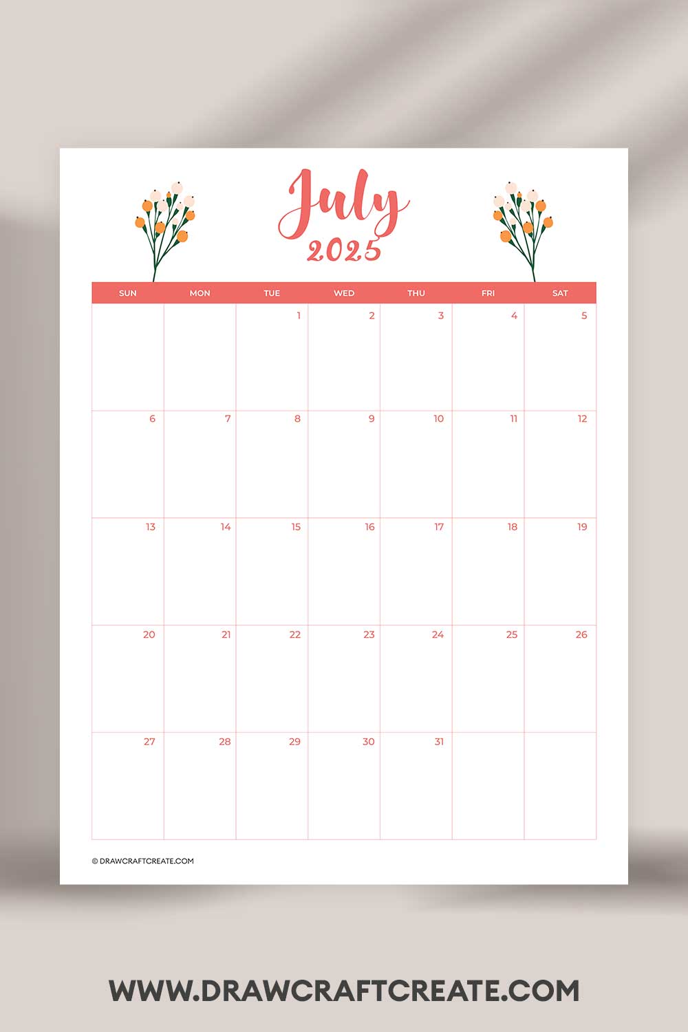 printable july 2025 calendar vertical