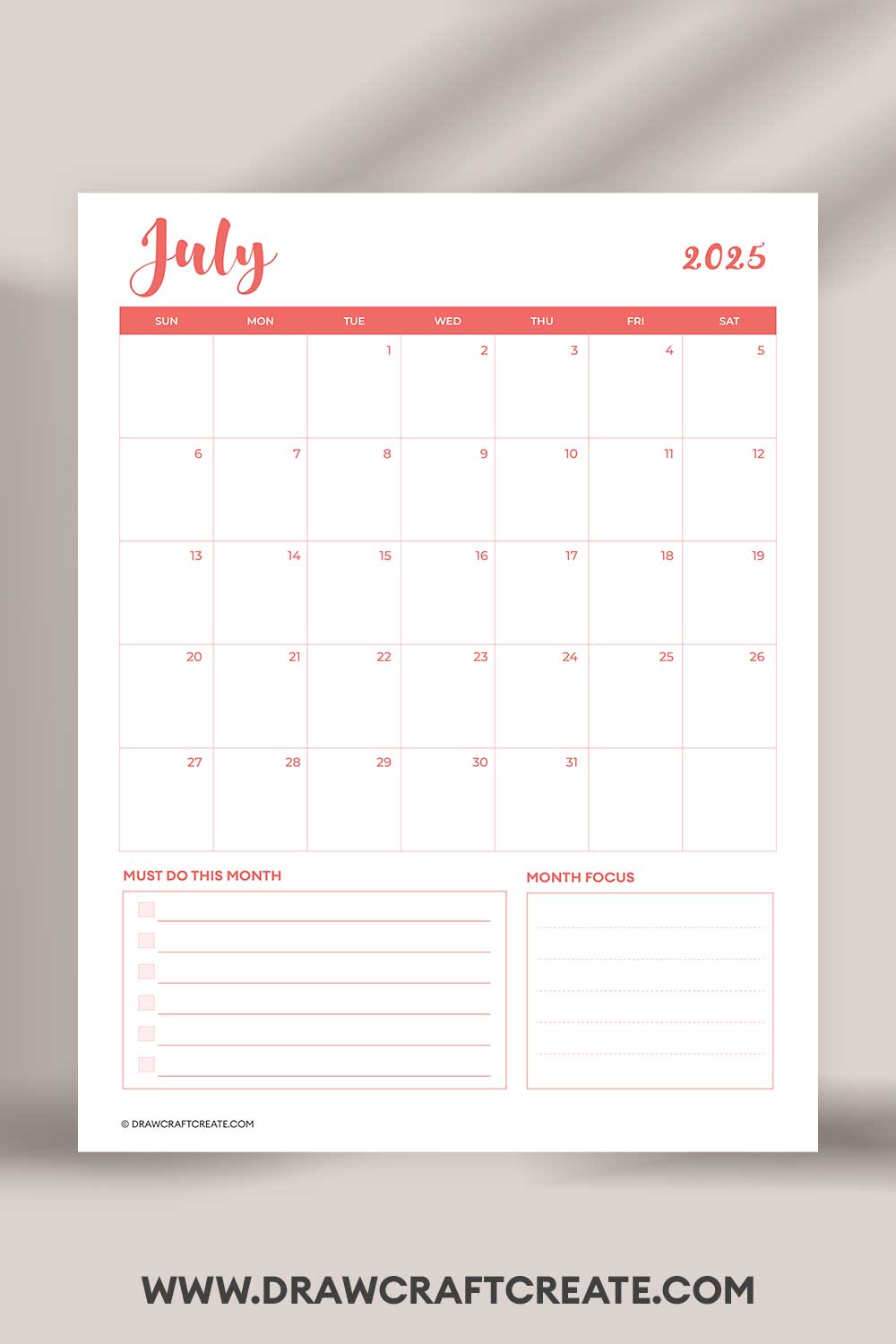 printable july 2025 calendar vertical
