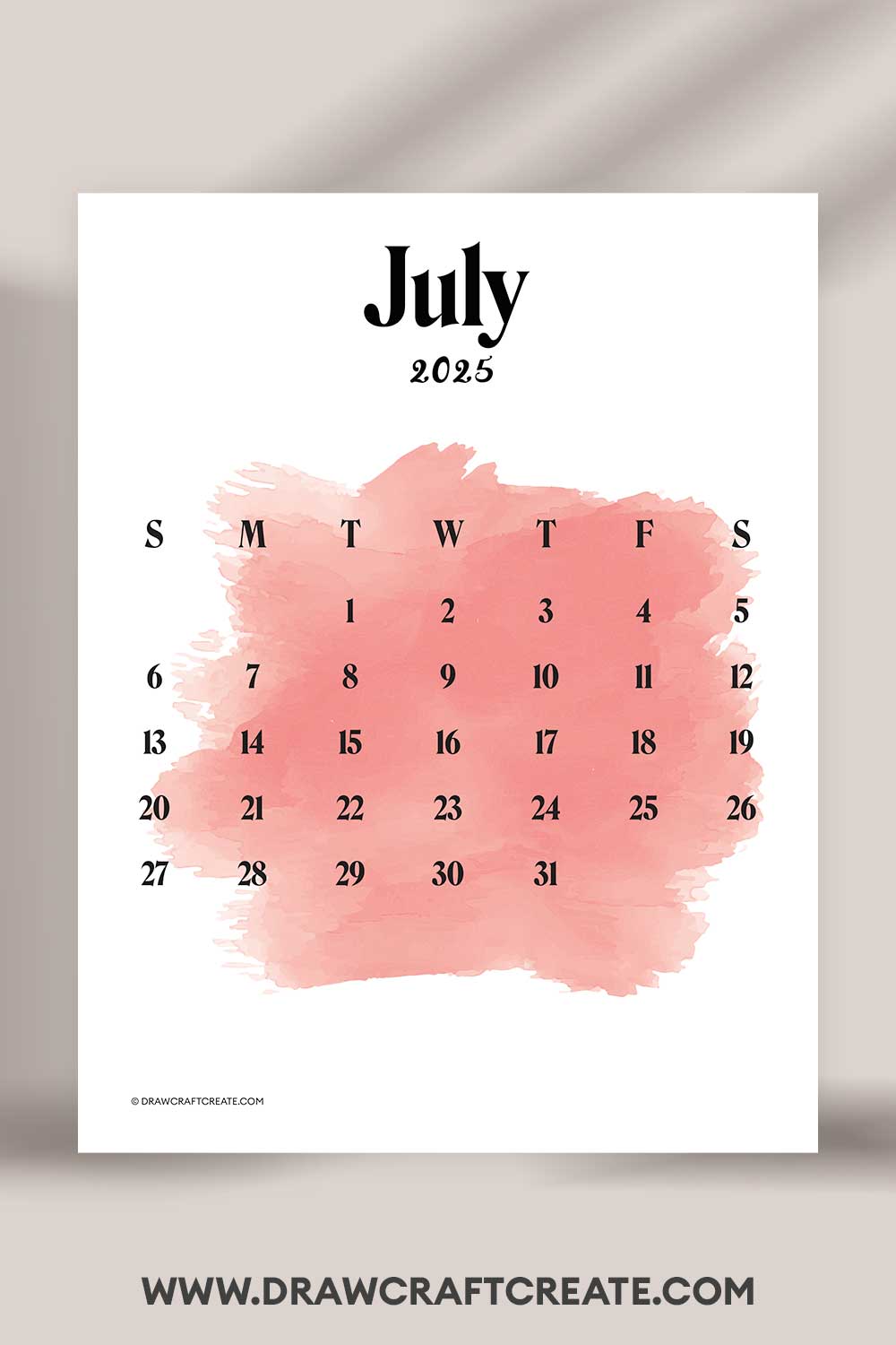 printable july 2025 calendar vertical