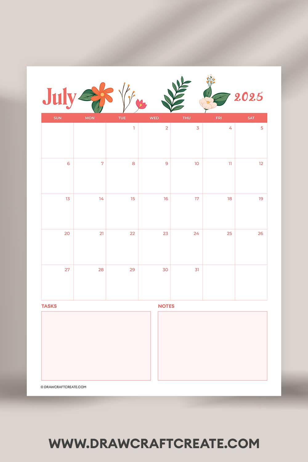 printable july 2025 calendar vertical
