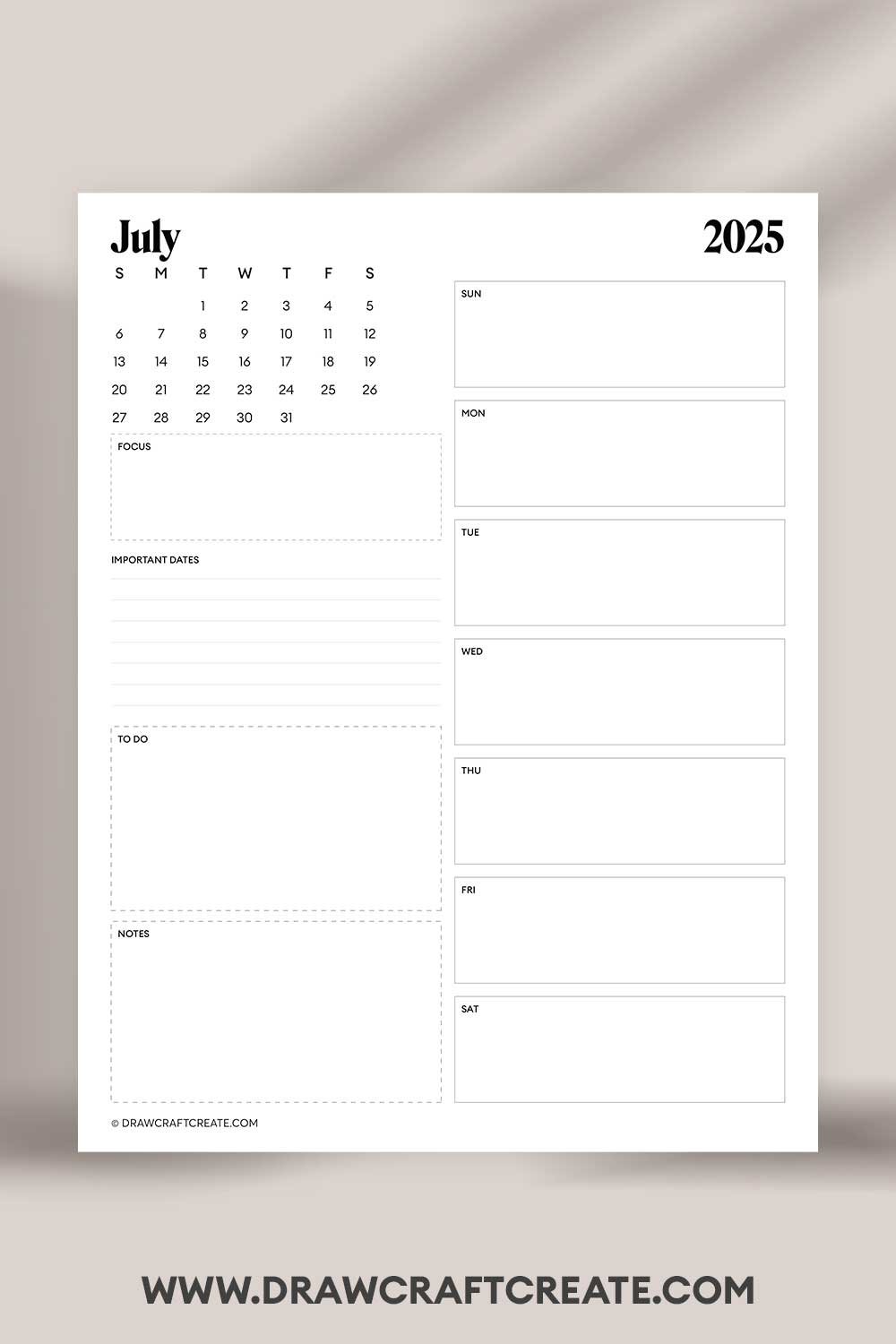 printable july 2025 calendar vertical